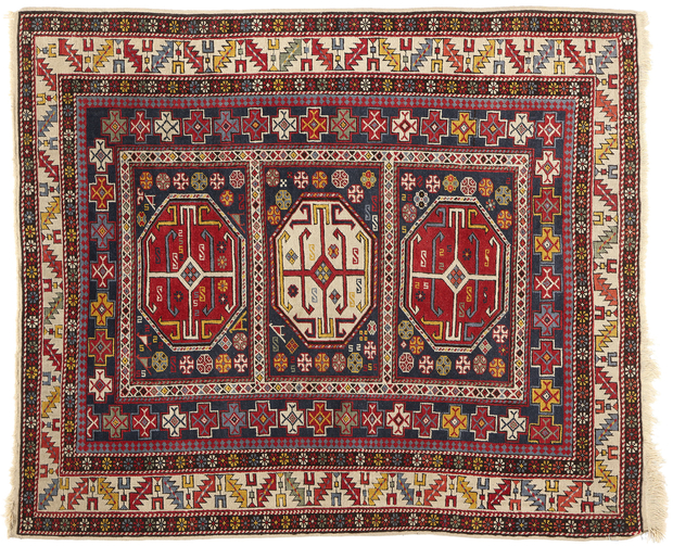 4 x 5 Antique Caucasian Kazak Rug 78813