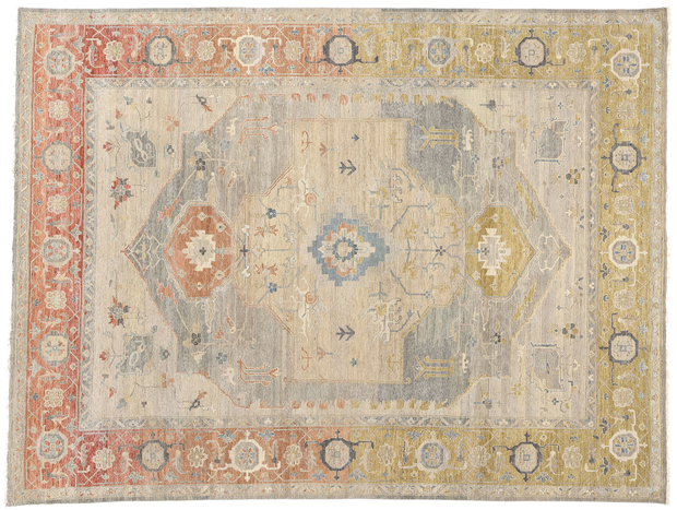 ​9 x 12 Modern Earth-Tone Oushak Rug 31054