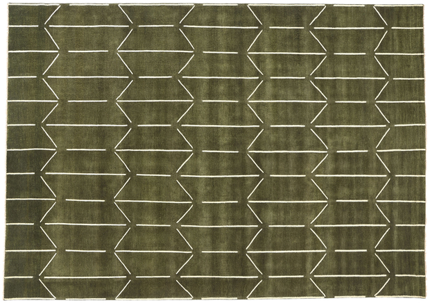 10 x 14 Modern Olive Green Geometric High-Low Rug 31184