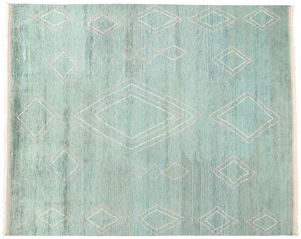 9 x 12 Modern Tribal Light Teal Moroccan Rug 31253