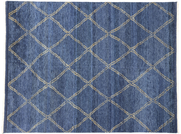 8 x 11 Modern Tribal Dark Blue Moroccan Rug 31222