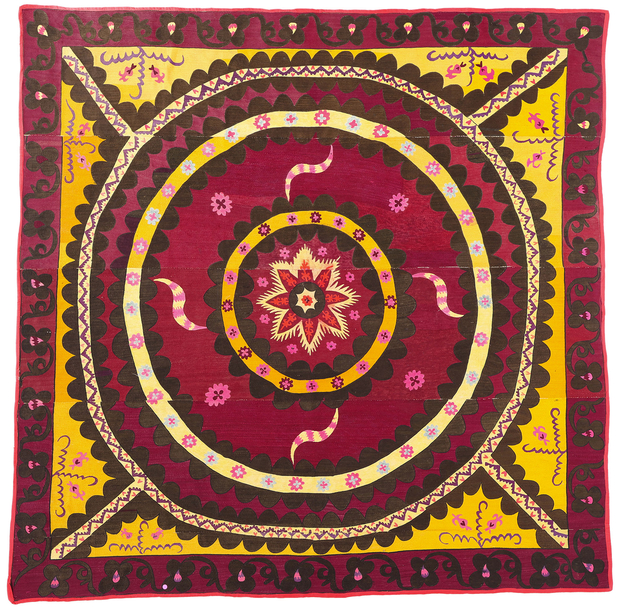 8 x 8 Antique Uzbek Suzani Tapestry 78843