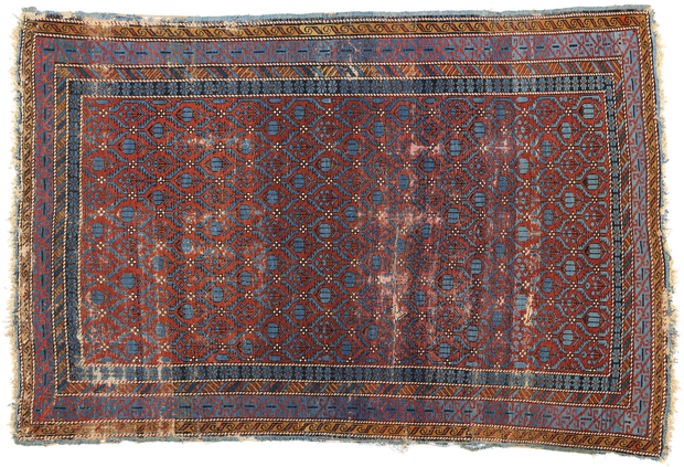 4 x 6 Antique-Worn Persian Kuba Rug 78840