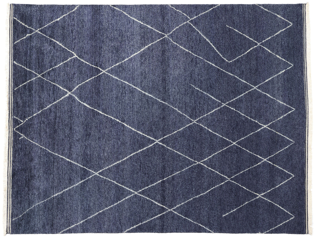 9 x 12 Modern Navy Blue Moroccan Rug 31263