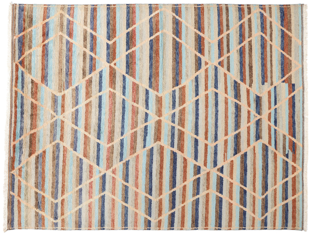 9 x 12 Modern Striped Tribal Moroccan Rug 31294