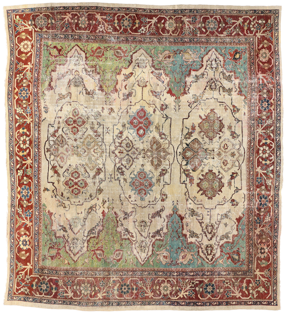 14 x 12 Distressed Antique Persian Sultanabad Rug 78330