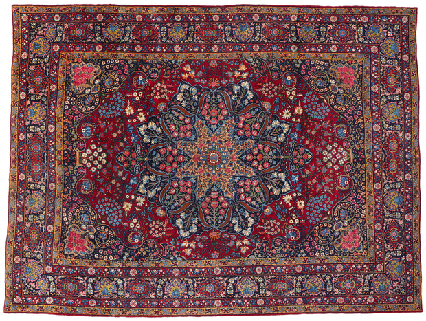 10 x 14 Antique Persian Yazd Rug 90028