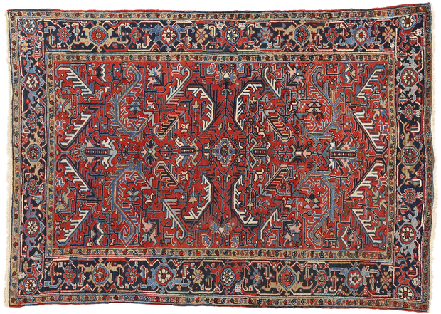 7 x 10 Antique Red Persian Dragon Heriz Rug 90009