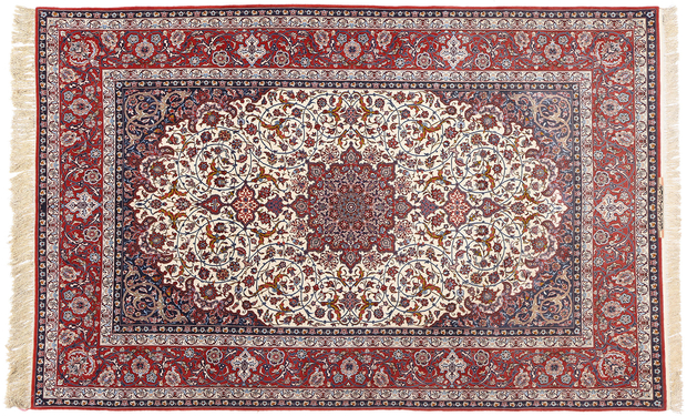 7 x 10 Vintage Ivory Persian Isfahan Rug 78780