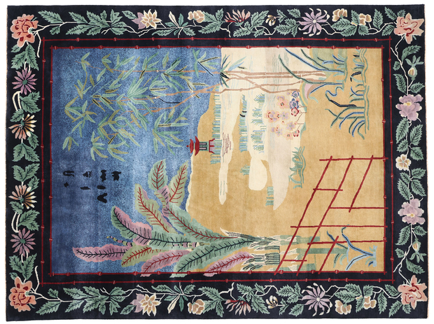 9 x 12 Modern Chinese Art Deco Pictorial Rug 31332