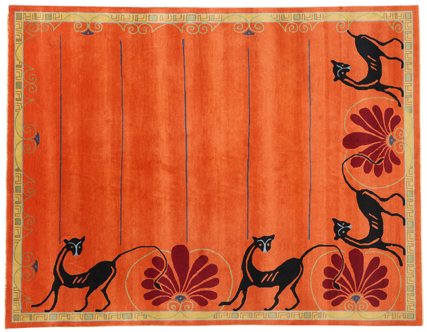 8 x 10 Modern Orange Chinese Art Deco Rug 31097