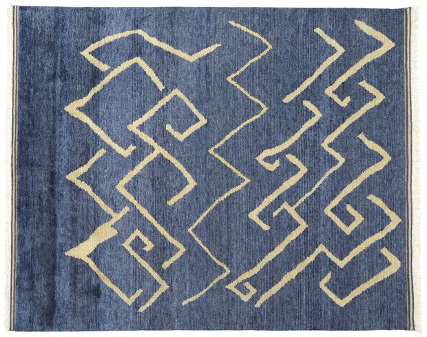 8 x 10 Azure Cascade Modern Tribal Blue Moroccan Rug 31207