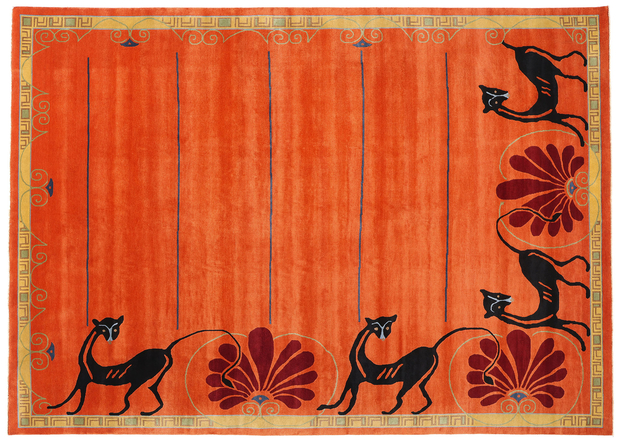 9 x 12 Modern Orange Chinese Art Deco Rug 31095