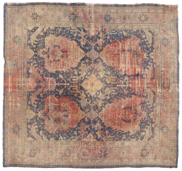 9 x 12 Distressed Antique Turkish Oushak Rug 78744