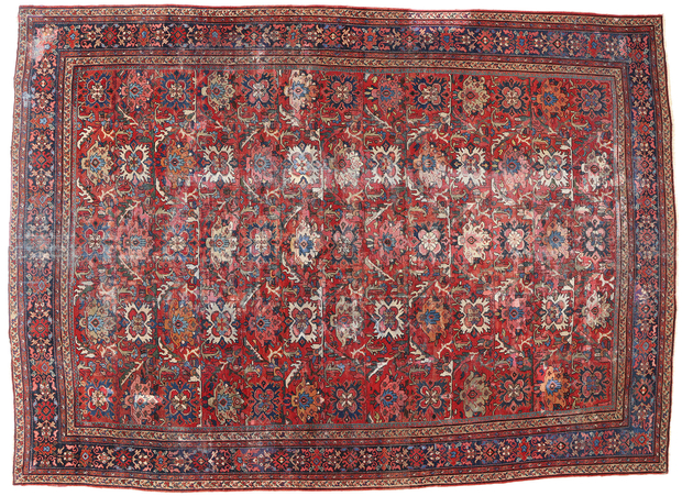 12 x 16 Distressed Antique-Worn Persian Mahal Rug 78956