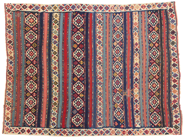 7 x 8 Antique Caucasian Shirvan Kilim Rug 78952