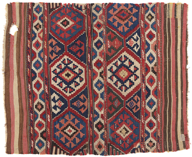 3 x 3 Distressed Antique-Worn Caucasian Shirvan Kilim Rug 78997