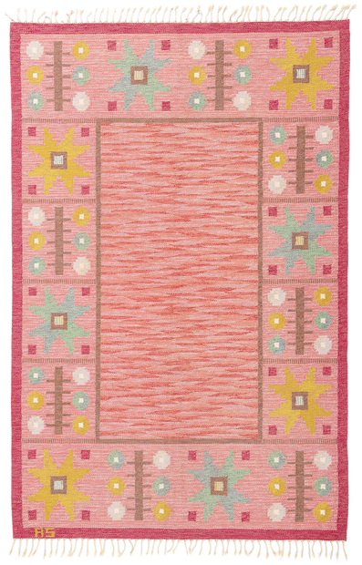 6 x 10 Astrid Sampe Vintage Pink Swedish Scandinavian Rollakan Rug 79055