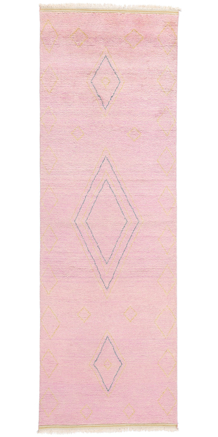 4 x 12 Pink Diamond Modern Moroccan Rug Runner 31310