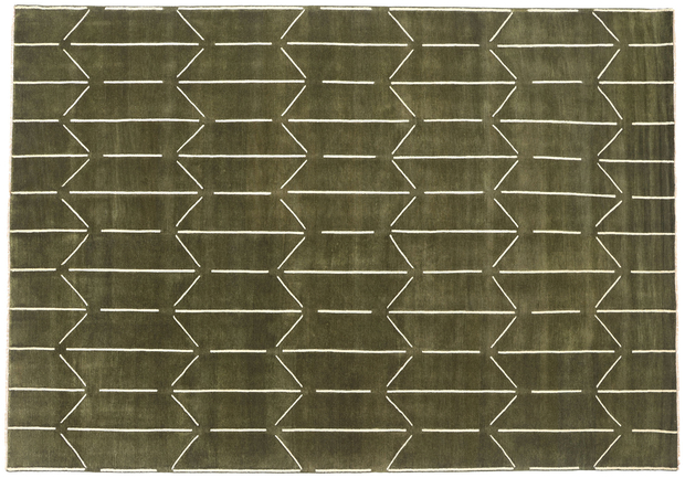 10 x 14 Modern Olive Green Geometric High-Low Rug 31186