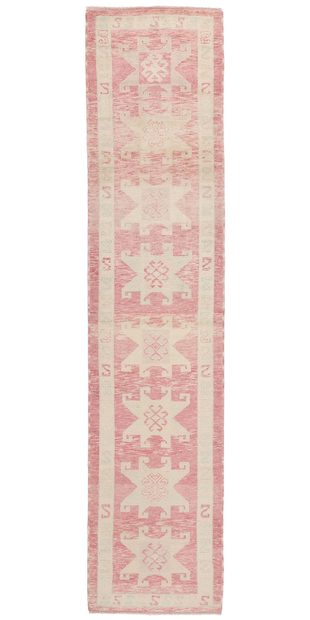 3 x 14 Modern Pink Turkish Oushak Rug Runner 53972