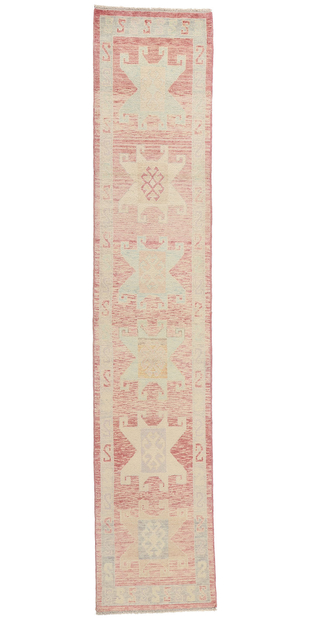 3 x 13 Modern Pink Turkish Oushak Rug Runner 53973