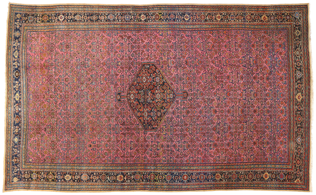 13 x 21 Antique Pink Dergazine Hamadan Rug 78339