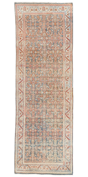 4 x 10 Distressed Antique Blue Persian Mahal Rug Runner 61314