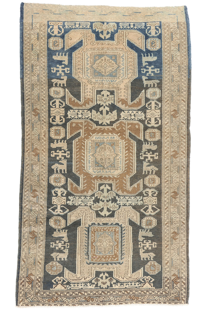 5 x 8 Distressed Antique Persian Tribal Ardabil Rug 61316