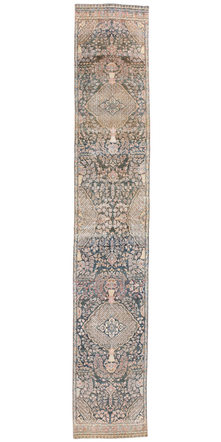 3 x 17 Distressed Antique Persian Tabriz Rug Runner 61335