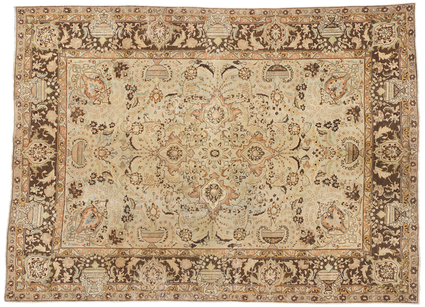 8 x 11 Distressed Antique Persian Vase Tabriz Rug 61358