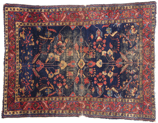 5 x 6 Distressed Antique Persian Lilihan Rug 79001