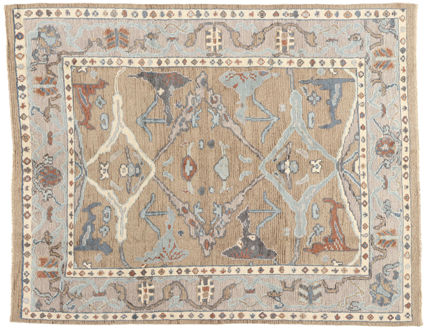 8 x 10 Modern Earth-Tone Oushak Soumak Rug 81148