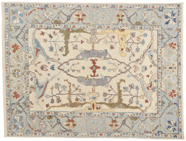 9 x 12 Modern Ivory Oushak Soumak Rug 81168