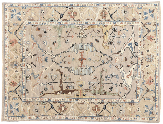 9 x 12 Modern Earth-Tone Oushak Soumak Rug 81153