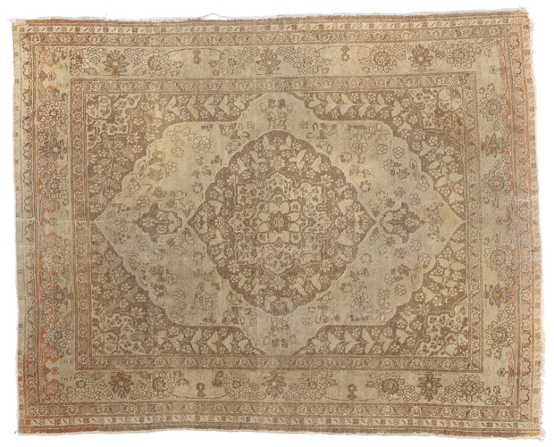 4 x 5 Distressed Antique Persian Tabriz Rug 78784