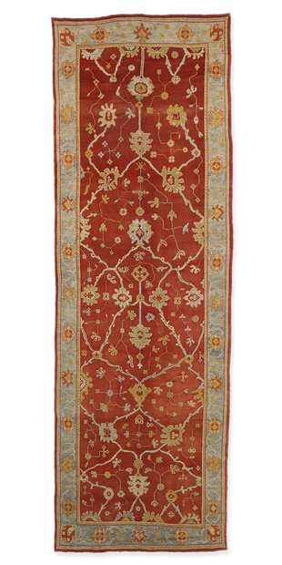 8 x 23 Late 19th Century Antique Turkish Oushak Gallery Rug 73536