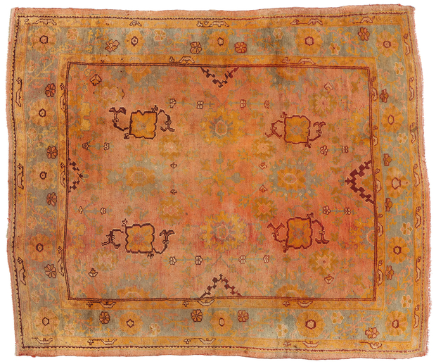 9 x 11 Late 19th Century Antique Turkish Oushak Rug 73987