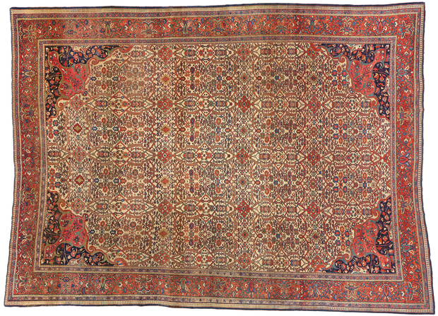 9 x 11 Antique Persian Farahan Rug 74980