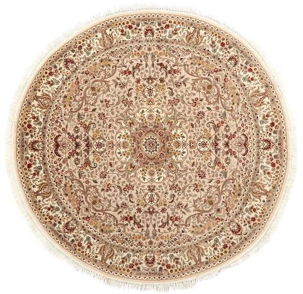 8 x 8 Vintage Chinese Tabriz Wool and Silk Round Area Rug 74981