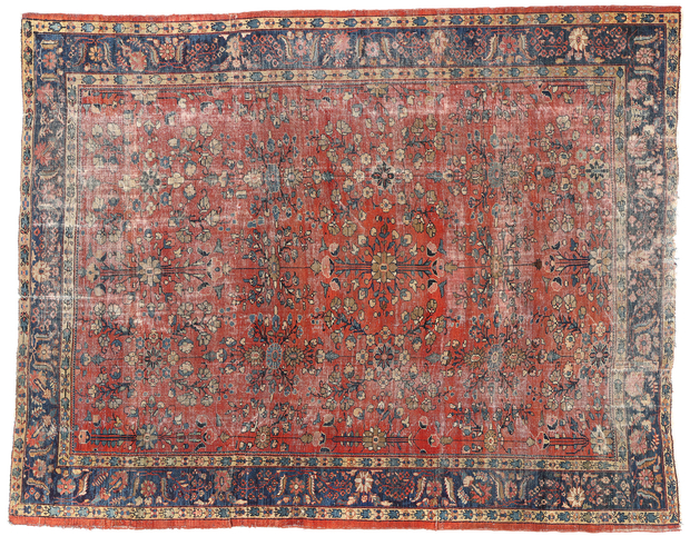 10 x 13 Late 19th Century Distressed Antique Persian Mahal Rug 76704