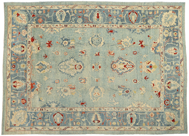 11 x 16 Modern Blue Turkish Oushak Rug 51856