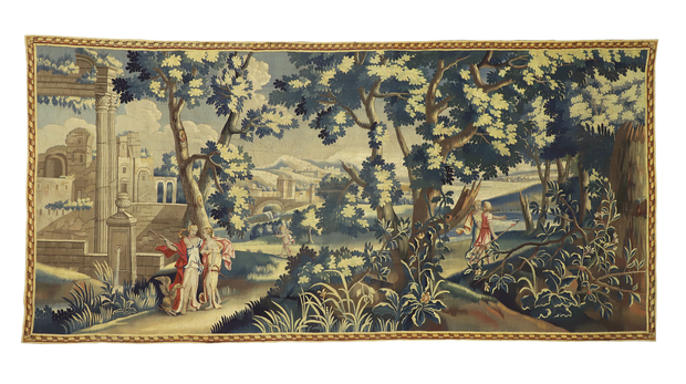 7 x 14 Antique French Aubusson Tapestry 77237