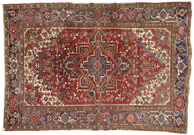 6 x 9 Antique Persian Heriz Rug 77456