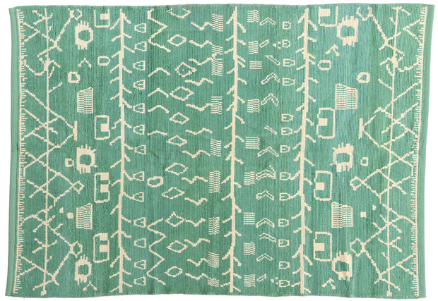 6 x 8 Modern Green Turkish Moroccan Rug 53193