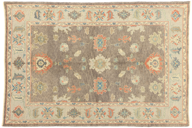 5 x 8 Earth-Tone Modern Turkish Oushak Rug 53425