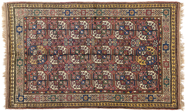 5 x 8 Antique Plum Caucasian Azerbaijan Tekke Rug 60892