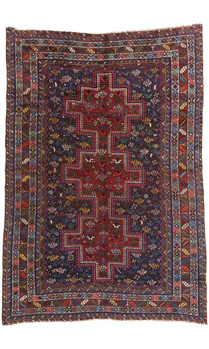 7 x 10 Antique Persian Tribal Shiraz Rug 53396