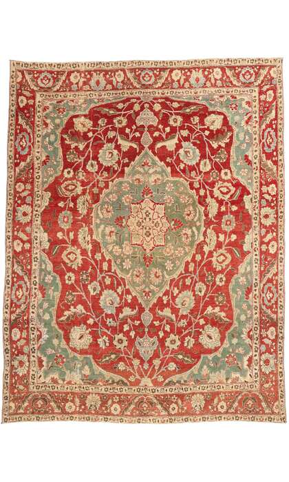 9 x 12 Red and Green Antique Turkish Mahal Rug 52679