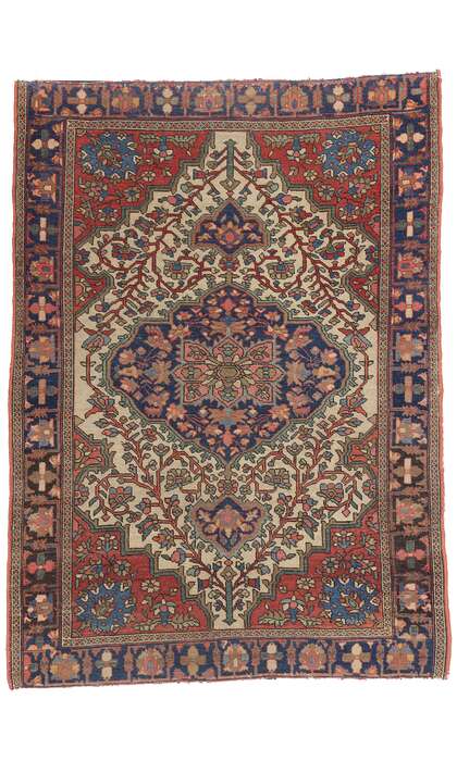 4 x 5 Antique Persian Farahan Rug 78971